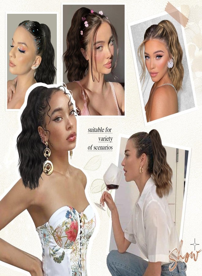 SOFEIYAN 14" Ponytail Extension, Short Wavy Claw Clip in Ponytail Hair Extension Synthetic Hairpieces Natural Black Layered Natural Fluffy Curly Drawstring Ponytail Hair Piece for Women - Image 5